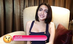 Lusty trans Sofie got throatfucked and then took in the bum until he came